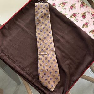 Valentino Tan and Purple Geometric Men's Silk Tie